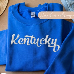 Kentucky Embroidered Sweatshirt, KY Embroidered Sweatshirt, State Sweatshirt Embroidered, Kentucky Crewneck Sweatshirt, KY Gifts