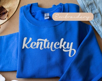Kentucky Embroidered Sweatshirt, KY Embroidered Sweatshirt, State Sweatshirt Embroidered, Kentucky Crewneck Sweatshirt, KY Gifts
