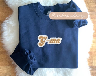 GMa Sweatshirt, G-ma Gift, Gma Mothers Day Gift, G-Ma Sweatshirt, G Ma Sweatshirt, Retro Grandma Sweatshirt Embroidered, New Grandma Gift