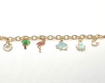 Guldfärgad emalj sommarberlockarmband