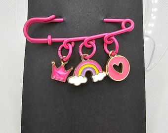 Kids Pink Rainbow Brooch