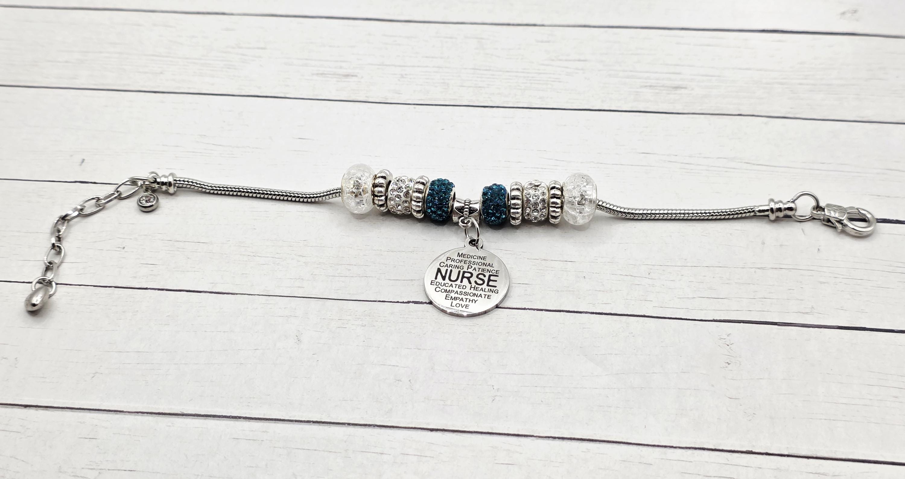 Xanadu Designs Teal Blue Nurse Caduceus Enamel Charm – European Bracelet Compatible
