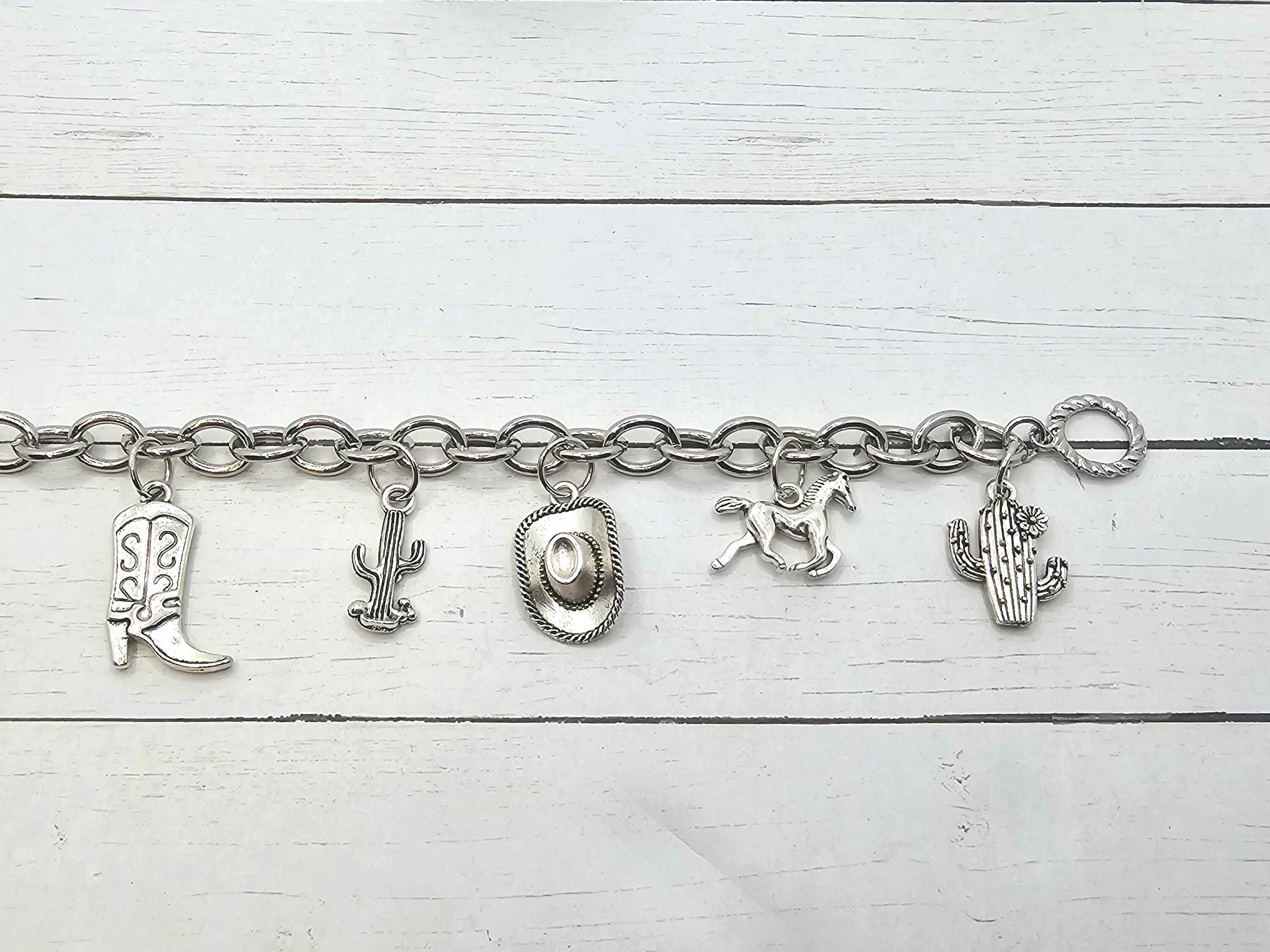 シルバーウエスタンチャームブレスレット - Etsy 日本