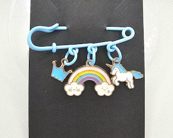 Kids Light Blue Brooch Pin