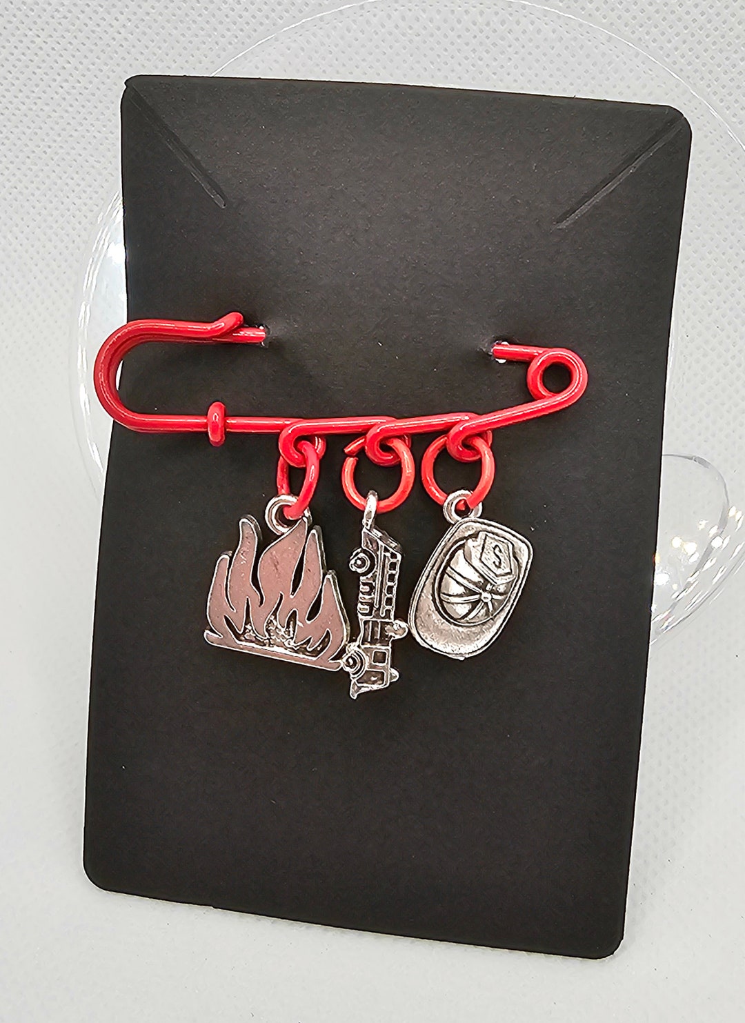 Red Firefighter Brooch Pin - Etsy