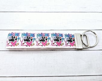 Nurse Fabric Wristlet Keychain