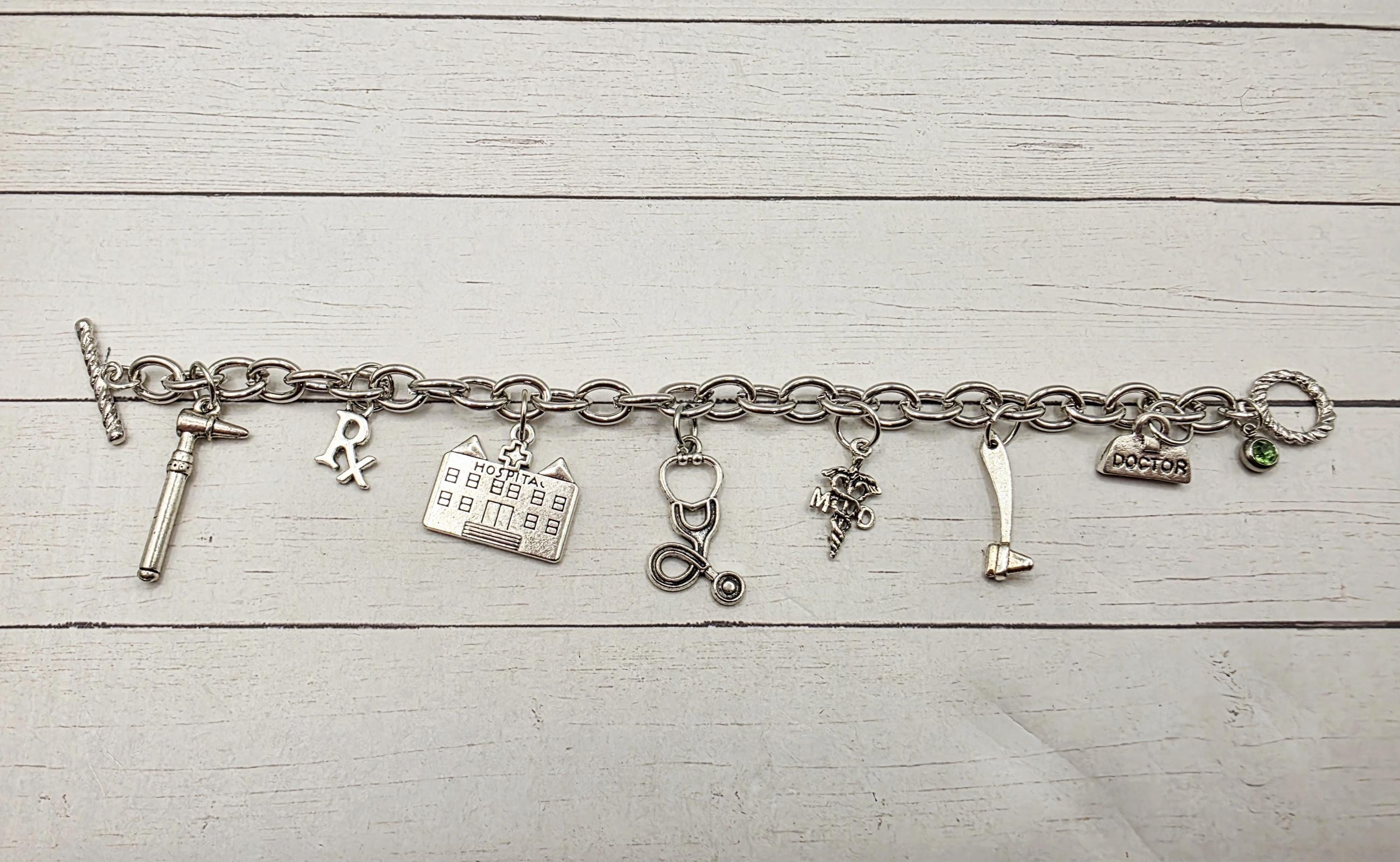 Silver Doctor & MD Charm Bracelet
