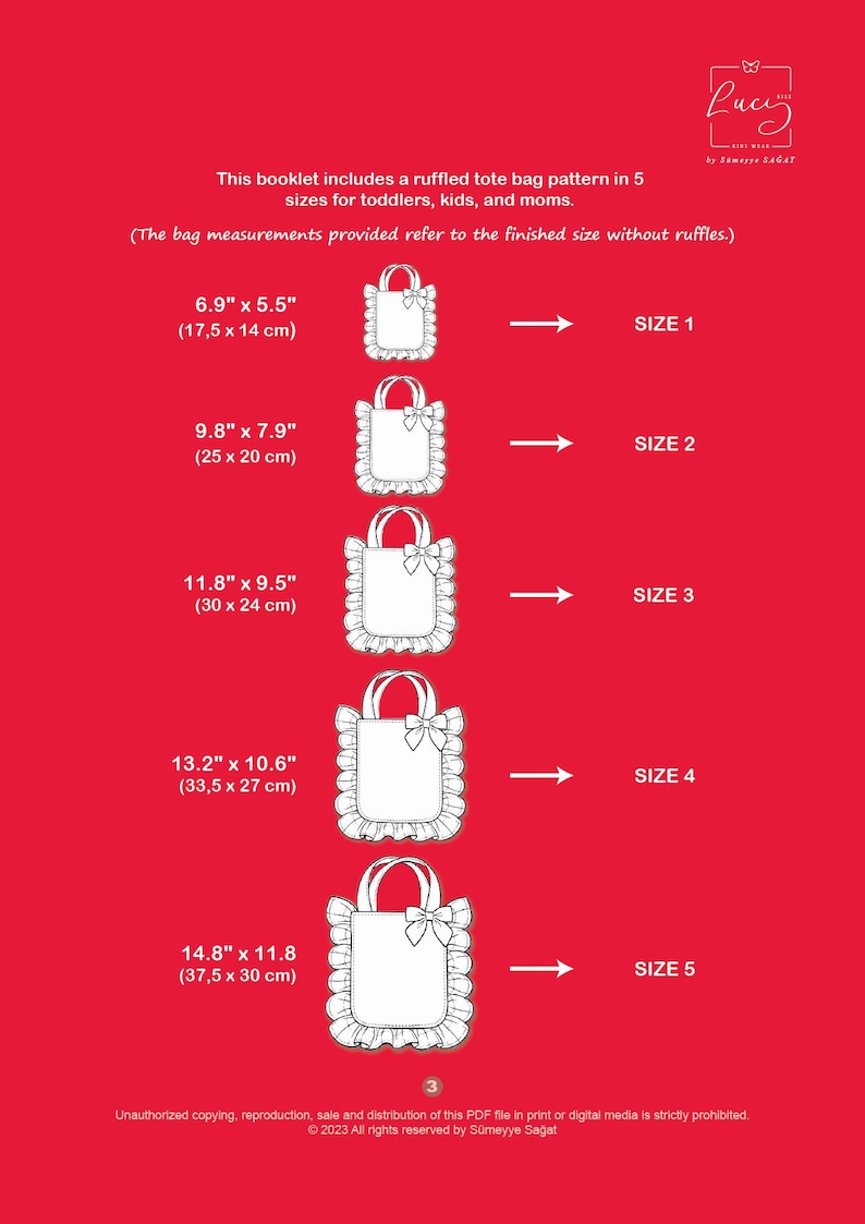 Ruffled Tote Bag Sewing Pattern PDF 5 Sizes Kids & Mom Beginner ...