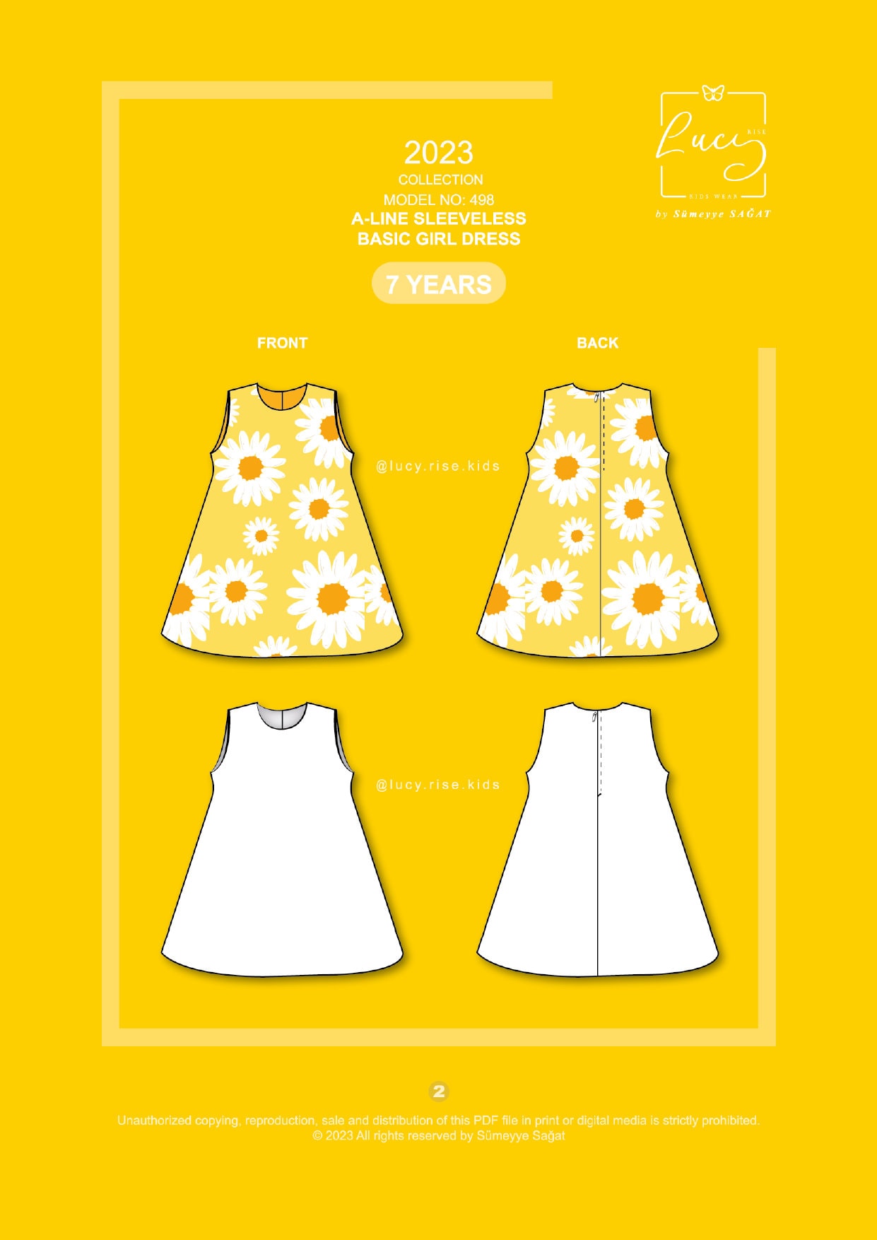 Sewing Pattern PDF A-line Sleeveless Basic Girl Dress 7 YEARS - Etsy