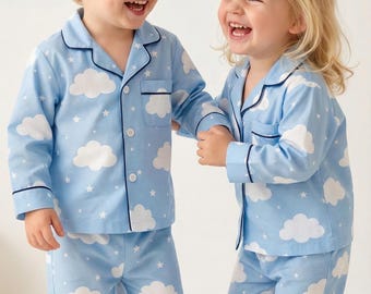 Sewing Pattern PDF 5 Years Toddler Piped Pajama Set Unisex Baby Sleepwear Instant Download