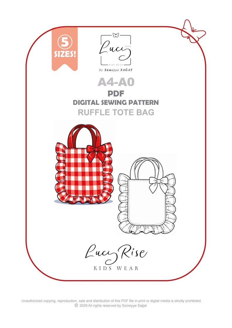 Ruffled Tote Bag Sewing Pattern PDF 5 Sizes Kids & Mom Beginner ...