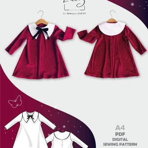 Sewing Pattern PDF - 6 YEARS A-Line Girl Dress With Detachable Large Collar