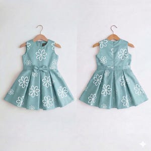 Cartamodello PDF - 7 ANNI - Vestito per bambina con pieghe a scatola, vestito per bambini piccoli, gonna a pieghe senza maniche, taglia 7 anni