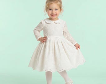 Girl Dress Pattern Sewing Pattern PDF 7 YEARS Peter Pan Collar TODDLER Long Sleeve Waist Gathered Princess Digital Tutorial Instant Download
