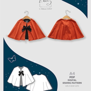 Toddler Bow Cape Sewing Pattern - Size 2 Years (PDF Pattern)