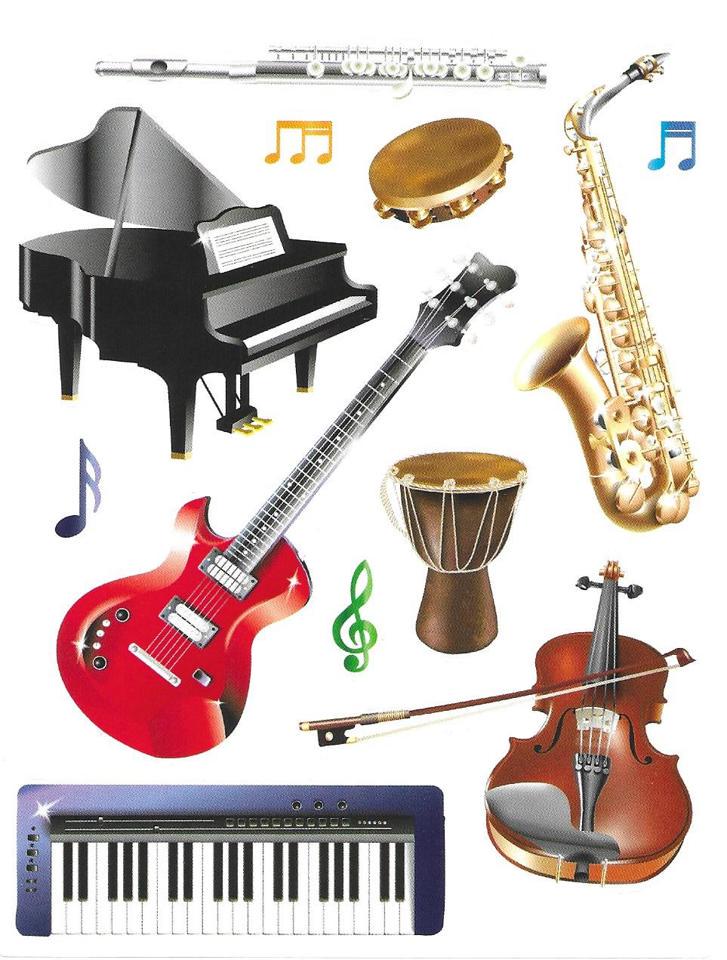 Reda Instruments Sticker Musical Instruments Stickers – 10 Sheets of Colorful Music Instrument ...