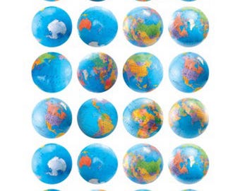 Wereldbolstickers 1" – 20 vellen wereldkaartstickers voor in de klas, knutselen en beloningen
