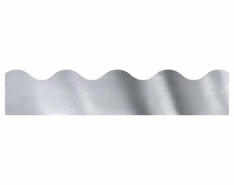 Silver Classroom Border Trim – 39 ft Roll | Metallic Bulletin Board Border for School, Office & Party Decorations