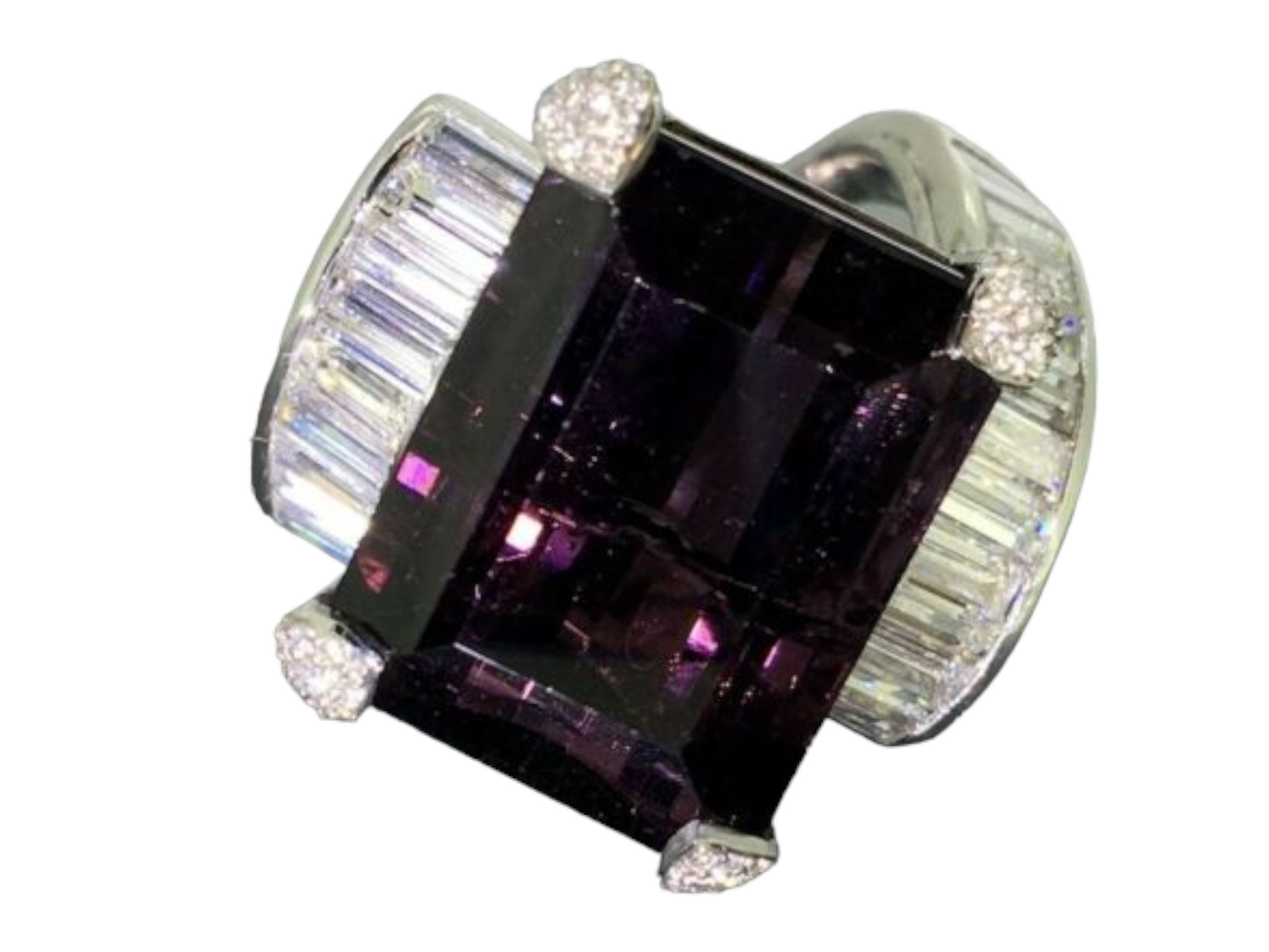 26x20mm Purple 29.55ct Large Amethyst & Shiny White CZ