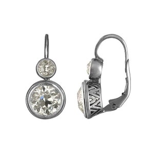 Art Deco 4.65ct Old European Cut Moissanite Diamond Drop 14K Gold Earrings, Statement Jewelry,  Handmade Jewelry