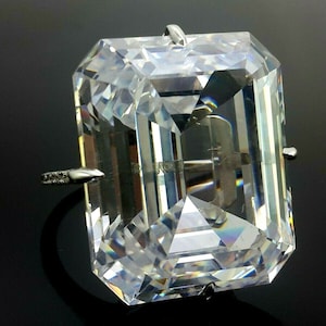 Statement Ring For Women 45ct White Asscher Cut Diamond Ring 925 Sterling Silver CZ Party Wear Handmade Jewelry, Vintage Style Ring