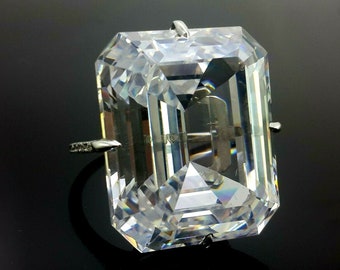 Statement Ring For Women 45ct White Asscher Cut Diamond Ring 925 Sterling Silver CZ Party Wear Handmade Jewelry, Vintage Style Ring