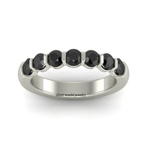 10k 14k 18k Gold Black Diamond Eternity Ring/Handmade Gold Black Diamonds Band/Stacking Ring/Eternity Wedding Band/Eternity Engagement Band