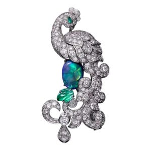 Oval Cut Opal Exquisite Peacock Brooch Pin in 925 Sterling Silver Exotic Bird Brooch CZ Vintage Style jewelry Gift for Men/Womens