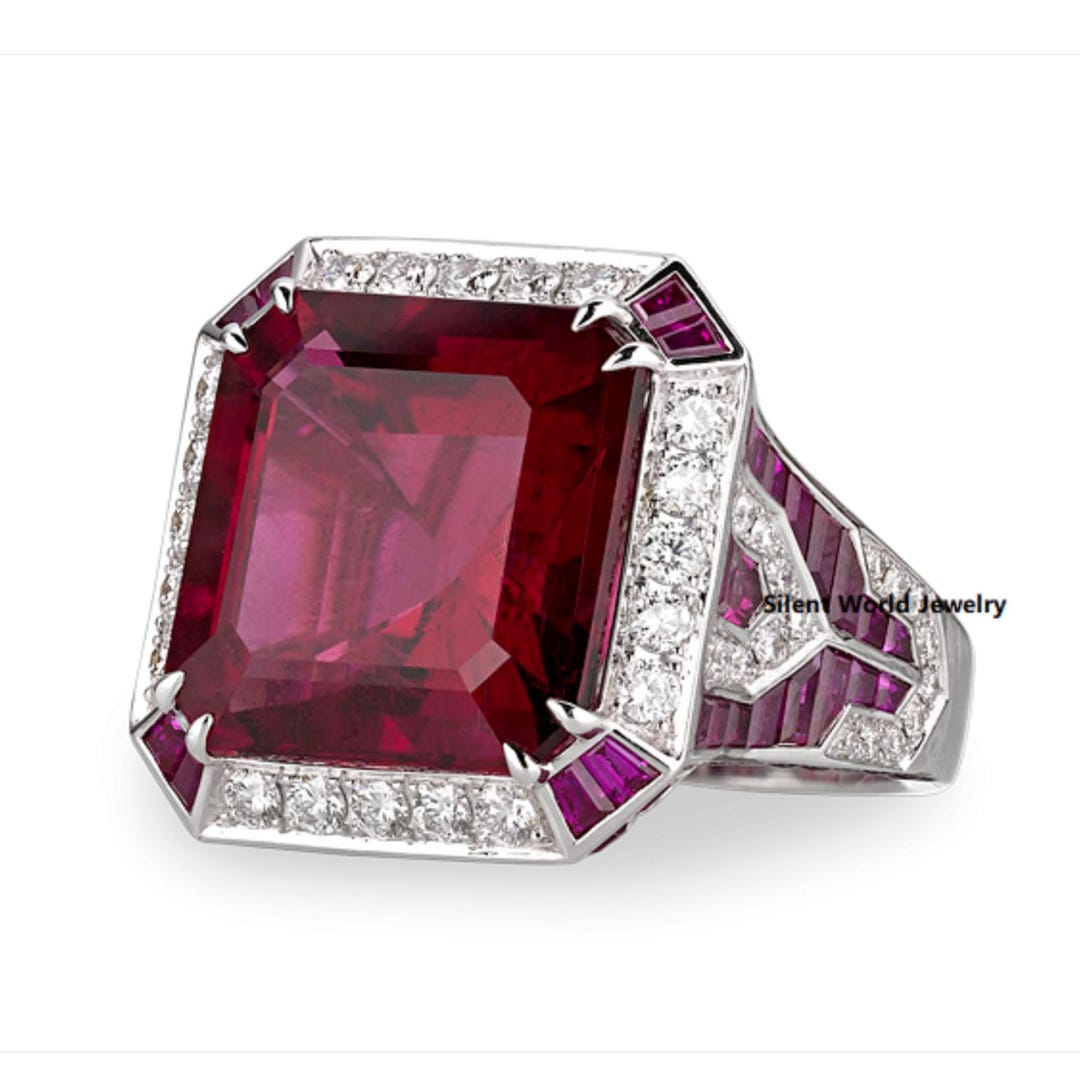 Ruby Vintage Engagement Ring Art Deco-style Ring, 16ct Asscher Cut ...