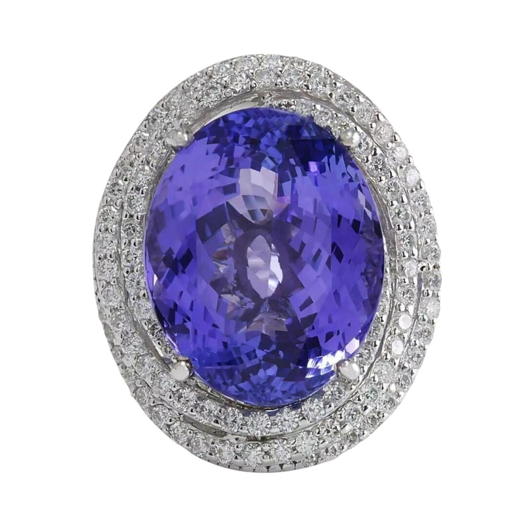 Oval Cut Blue Tanzanite Gemstone Ring 925 Sterling Silver, Round ...
