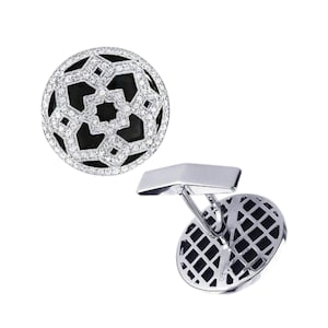 Sterling Silver Lab Created Diamonds Cufflinks, Luxury Men&#39;s Cufflinks, Gift for Him, Handmade Statement Jewelry, Wedding Cufflinks for Him