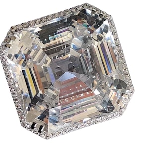 Cocktail Ring For Women 155ct White Asscher-Cut Diamond Solitaire Ring 925 Sterling Silver Handmade Party Wear High Quality CZ | 43 MM Stone