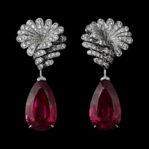 Pear Red Ruby Drop Earrings Solid 925 Sterling Silver Teardrop Earrings For Women Moissanite Wedding Earrings Dangle Earring Brithday Gifts
