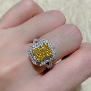 Canary Diamond Ring, Stunning High Quality Diamond Ring, Yellow Diamond Engagement Ring, Emerald Cut Engagement Ring, Wedding Statement Ring