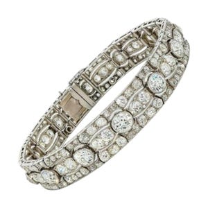 Extraordinary Art Deco Engagement Bracelet With 19.00CT Clear CZ In 925 Sterling Silver, Antique Tennis Bracelet For Her, Fine Jewelry