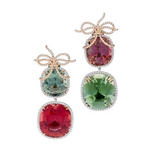 Multi Color Gemstone Earrings - Solid 925 Sterling Silver Jewelry Lab Diamond and Color Stone Unique Christmas Gift for Her, Emerald & Ruby