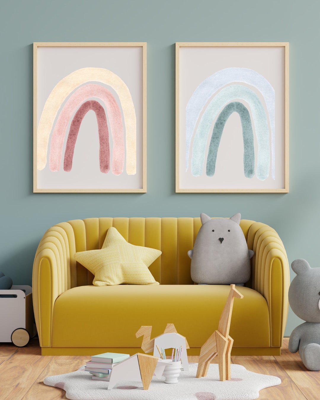 Nursery Wall Art Pastel Rainbow - Etsy
