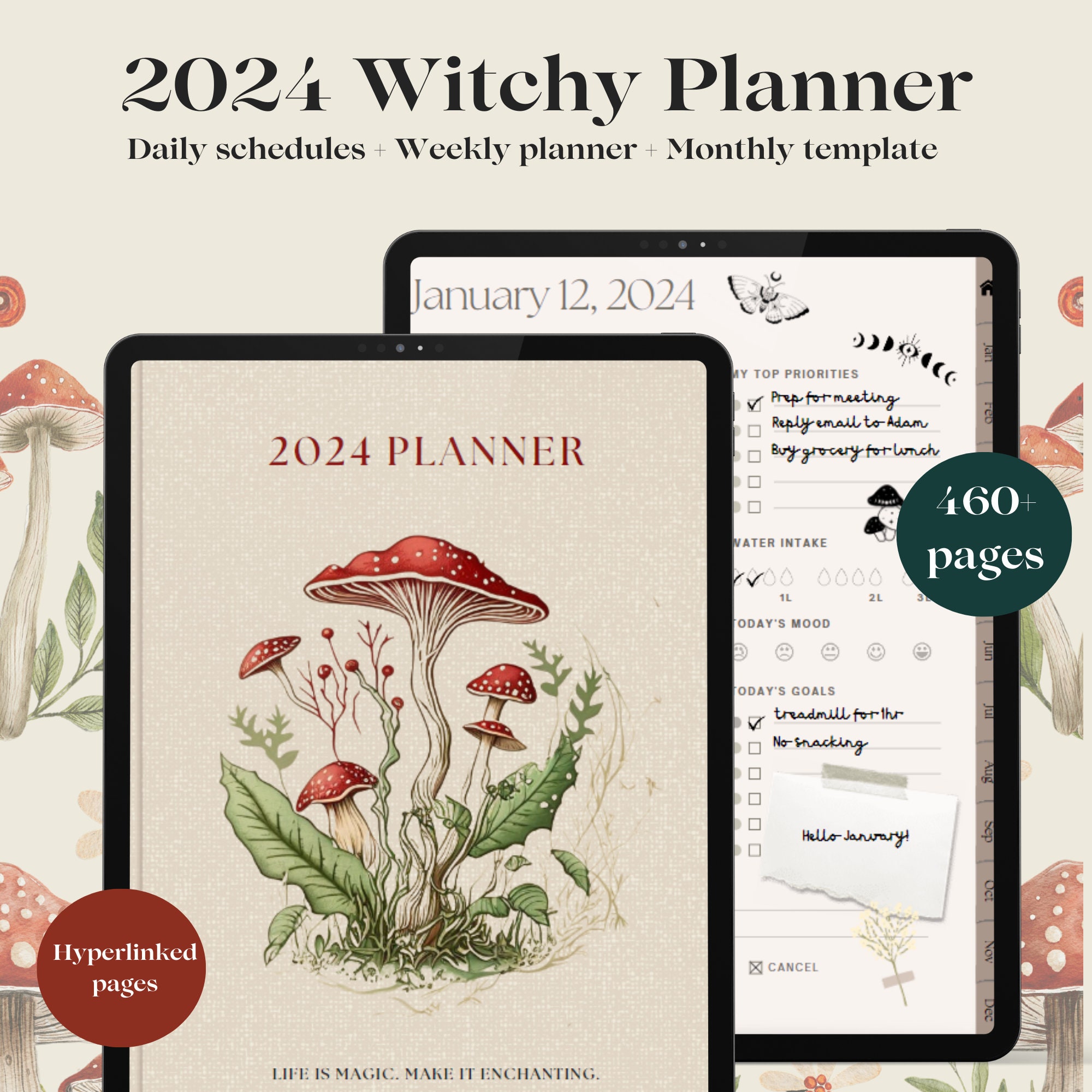 2024 Mushroom Planner 2024 Digital Planner 2024 Daily - Etsy