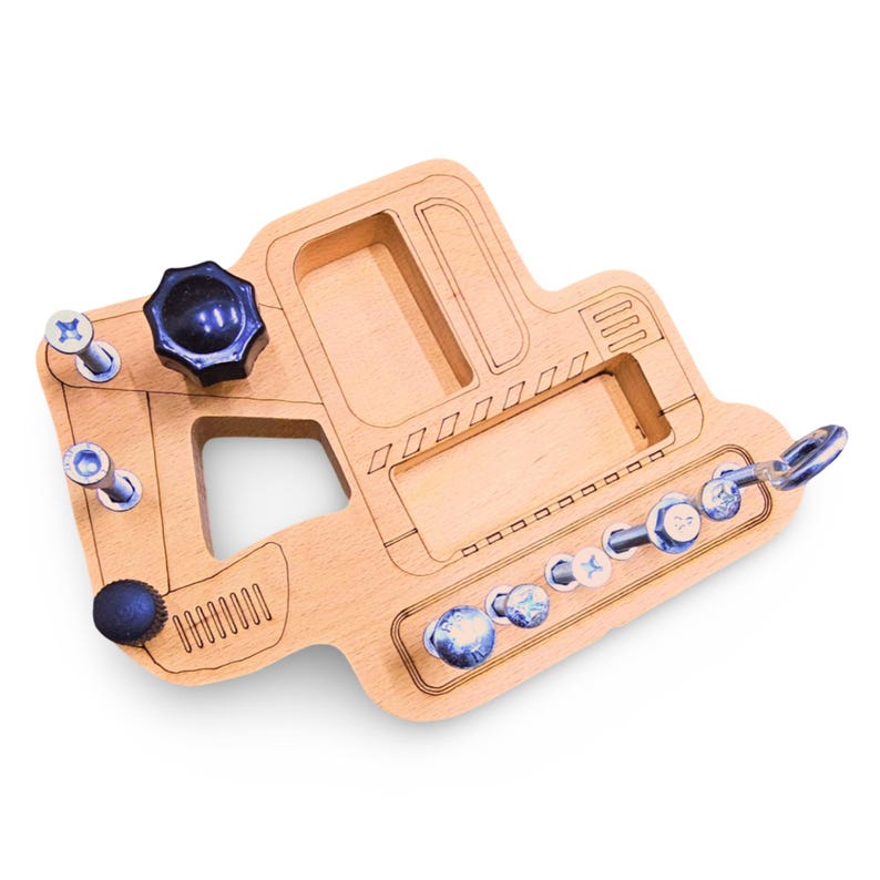 Montessori Wooden Bulldozer Toy – Toddler Fine Motor Skills Activity Board, Educational Preschool Screw Puzzle Building Toy image 6
