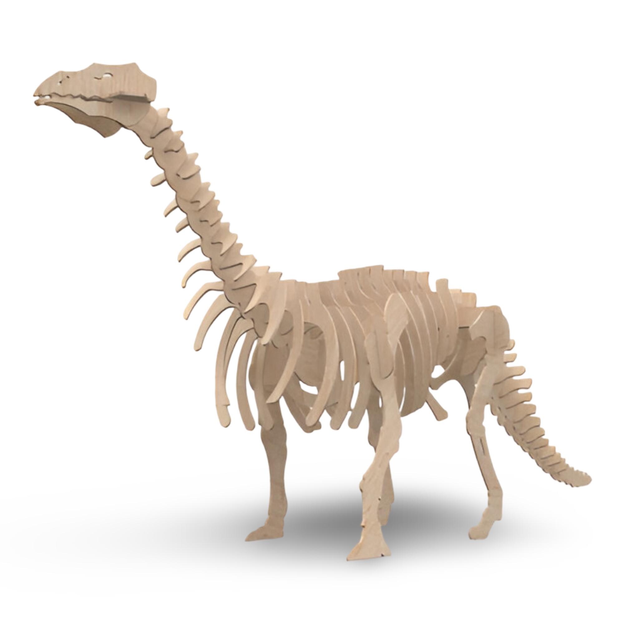 Brontosaurus 3D Wooden Puzzle – 54 Pcs DIY Dinosaur Skeleton Model Kit – Laser Cut MDF STEM Craft for Kids & Adults