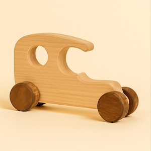 Wooden Car Push Toy for Toddlers | Handmade Montessori Baby Toy | Natural Beech Wood | Eco-Friendly Safe Gift for 1+ Year Old Boys & Girls
