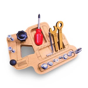 Montessori Wooden Bulldozer Toy – Toddler Fine Motor Skills Activity Board, Educational Preschool Screw Puzzle Building Toy image 1