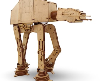 AT-At Walker Large Wooden Model Kit – 264 Pcs Star Wars Inspired DIY Robot – MDF Laser Cut Sci-Fi Mech for Display - Gift