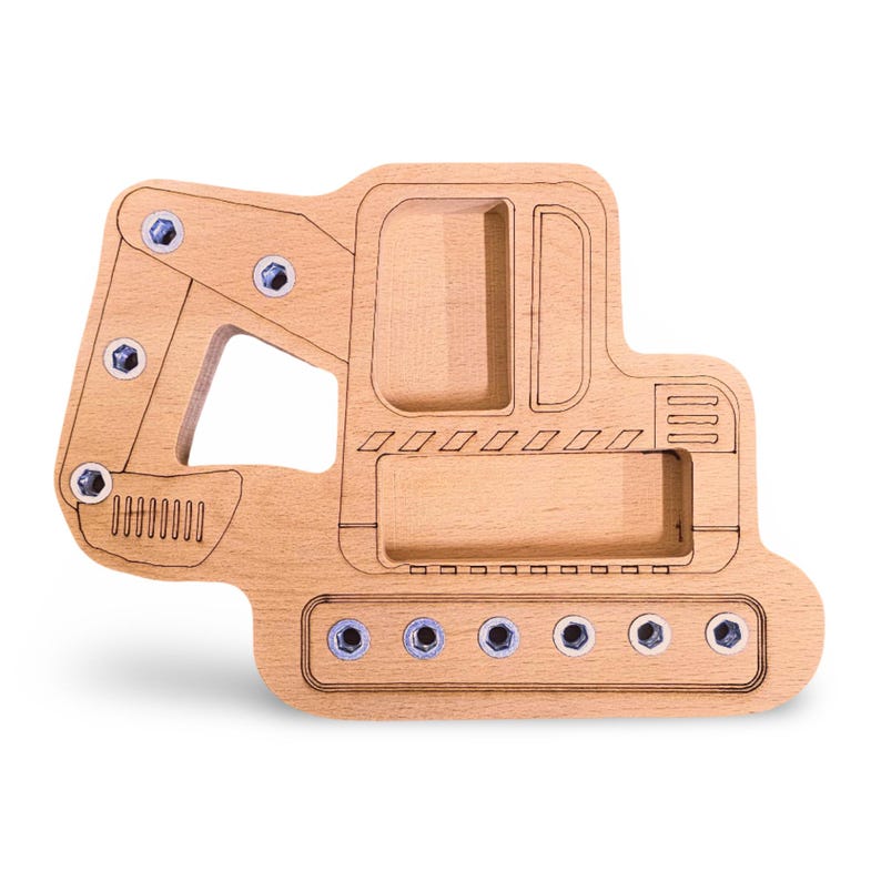 Montessori Wooden Bulldozer Toy – Toddler Fine Motor Skills Activity Board, Educational Preschool Screw Puzzle Building Toy image 5