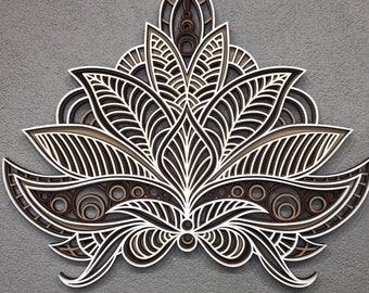 Wood Lotus Mandala Wall Art, Intricate Hand-Carved Decor, Zen Home Accent, Perfect Housewarming Gift