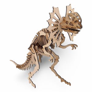 Rompecabezas de madera de dinosaurio Ceratops: kit de esqueleto 3D de 41 piezas para niños y adultos. Manualidades de MDF cortadas con láser para aprendizaje STEM y decoración.
