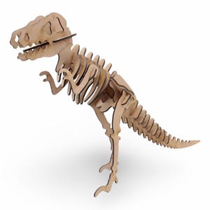 T-Rex Dinosaur Skeleton Model Kit - 27 Pcs Wooden Puzzle - Laser Cut DIY Craft for Kids, STEM Learning & Jurassic Fans