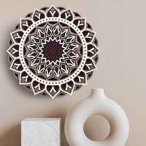 Handmade Wood Mandala, 3D Wooden Mandala Wall Decor, Handmade Home Office Mandala Decor Multi Layer Wood Mandala Wall Art, Handmade Mandala