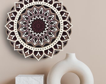Handmade Wood Mandala, 3D Wooden Mandala Wall Decor, Handmade Home Office Mandala Decor Multi Layer Wood Mandala Wall Art, Handmade Mandala