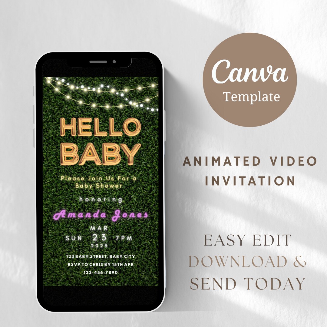 Electronic Baby Shower Invitation, Digital Baby Shower Invite, Gender Neutral Baby Shower